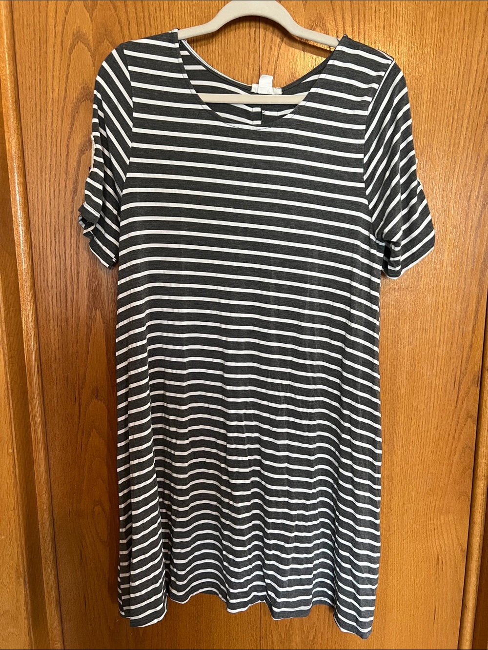 Exist Gray & White Striped Tee Dress